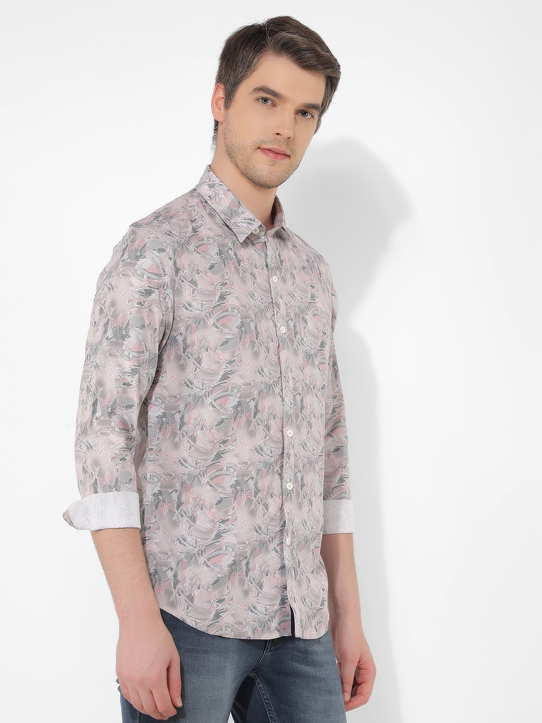 Numero Uno Men Floral Print Pink Shirt